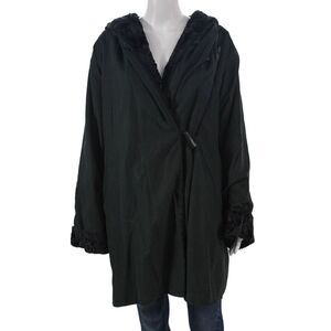 Ramosport Women Black Microfiber Overcoat Toggle Long Sleeve Size 38